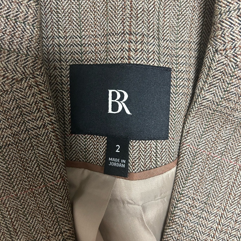 Banana Republic Neutral Plaid Wool-Blend Blazer - Picture 2 of 15